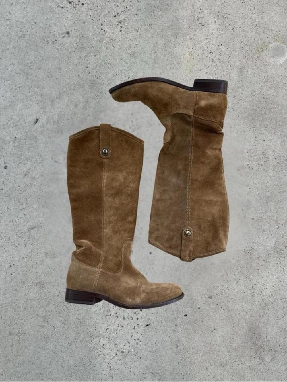 Suede Knee-High Riding Boots in Tan